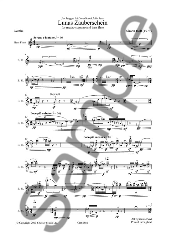 Simon Holt: Lunas Zauberschein (Mezzo-Soprano/Bass Flute)