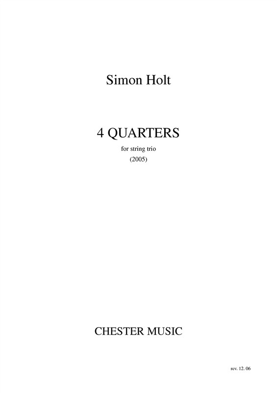 Simon Holt: 4 Quarters (Score)