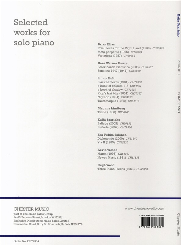 Kaija Saariaho: Prelude For Solo Piano