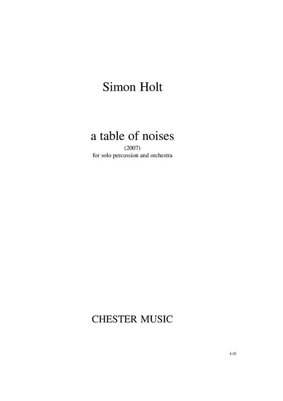 Simon Holt: A Table Of Noises (Full Score)