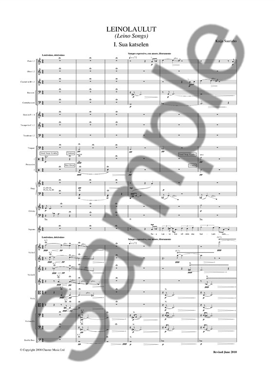 Kaija Saariaho: Leinolaulut (Leino Songs) - Full Score