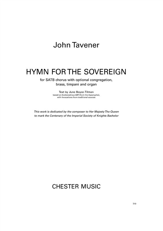 John Tavener: Hymn For The Sovereign (Full Score)