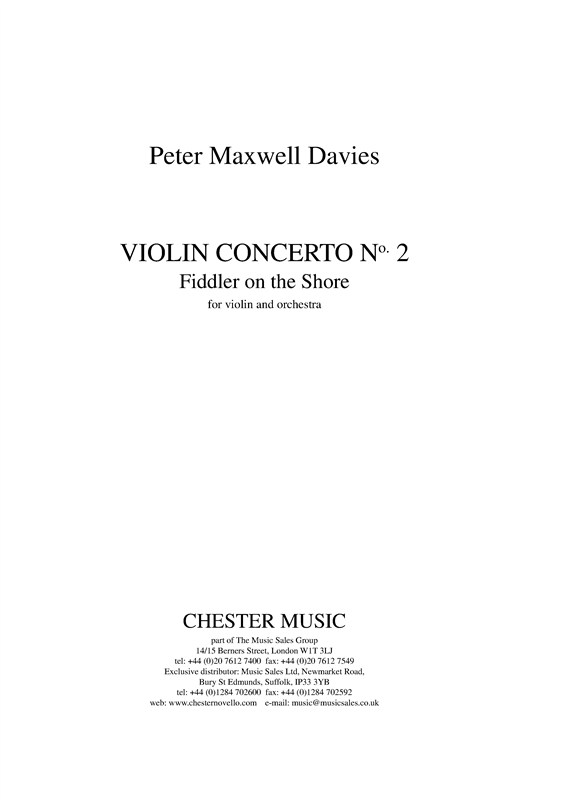 Peter Maxwell Davies: Violin Concerto No.2 (Score)