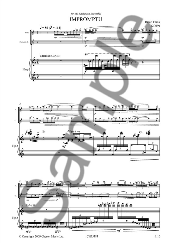 Brian Elias: Impromptu - Flute/Clarinet/Harp