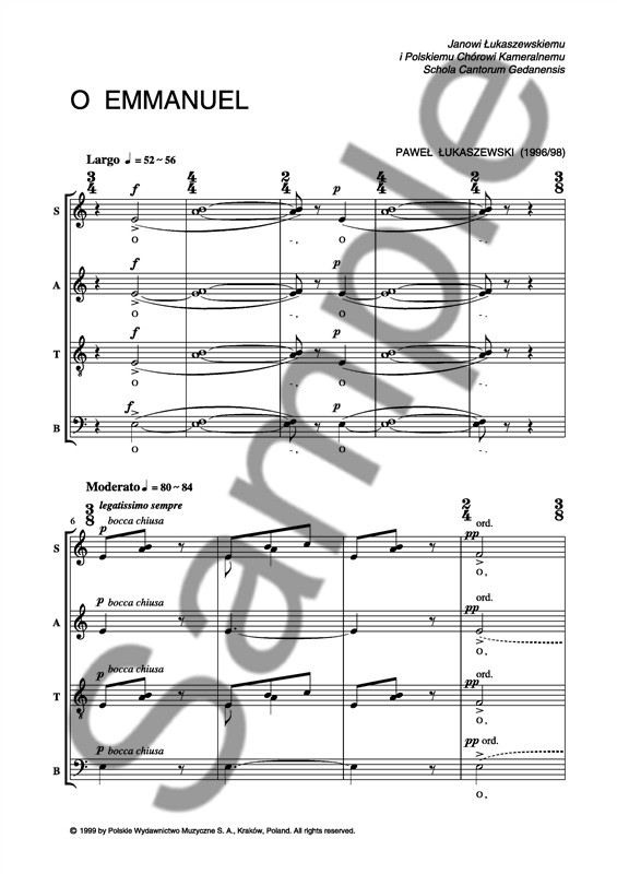 Pawel Lukaszewski: O Emmanuel (SATB)