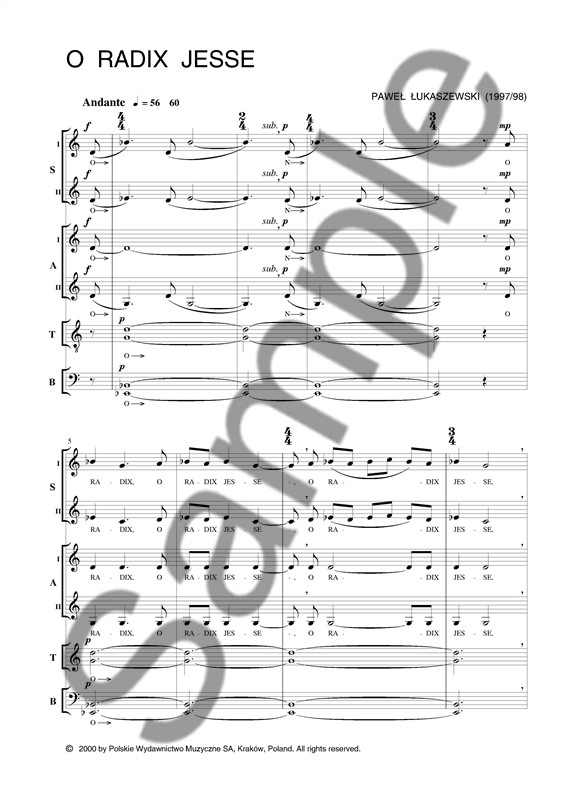 Pawel Lukaszewski: O Radix Jesse (SATB)