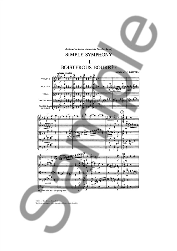 Benjamin Britten: Simple Symphony For String Orchestra - Study Score