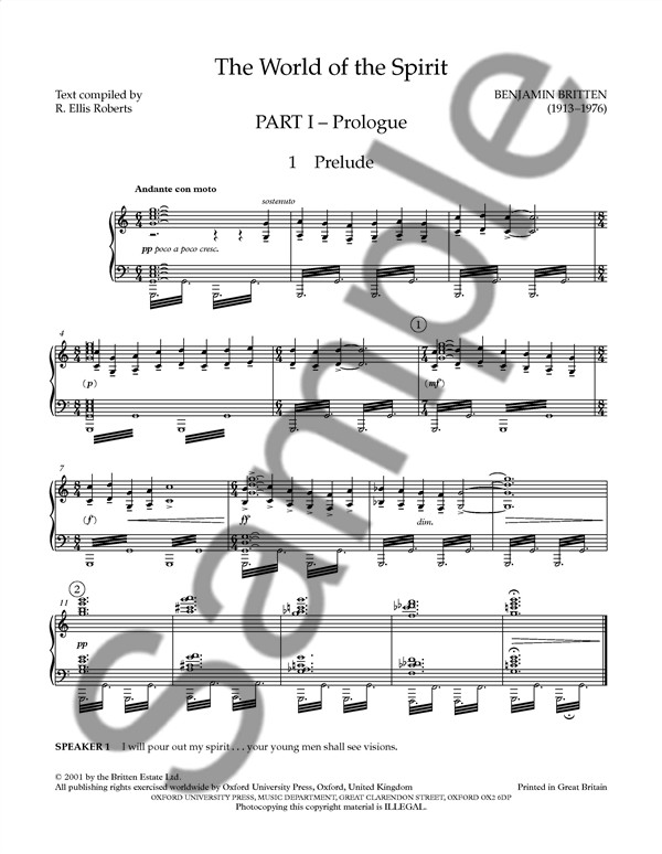 Benjamin Britten: The World Of The Spirit (Vocal Score)