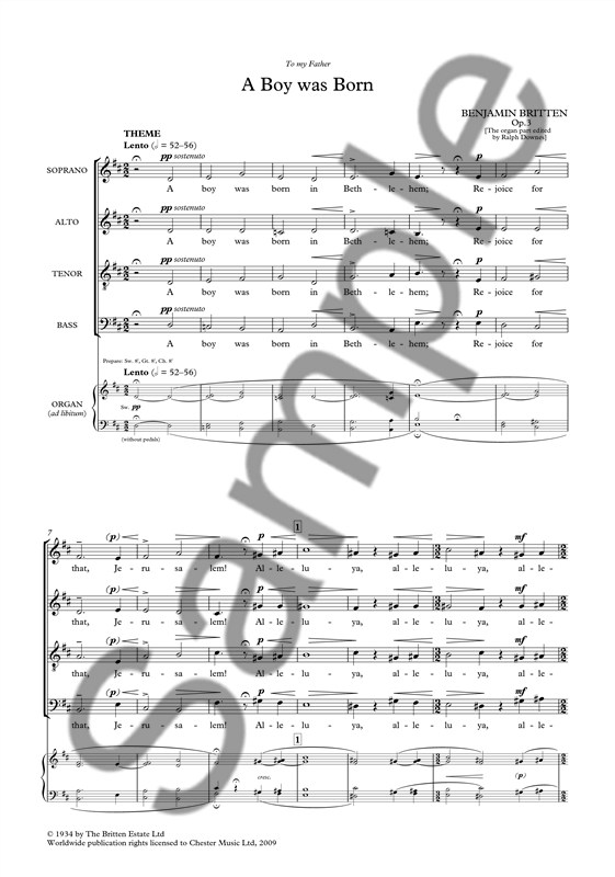 Benjamin Britten: A Boy Was Born (SATB/Organ Accompaniment)