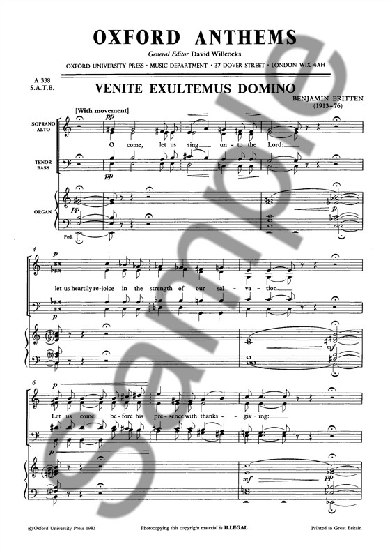 Benjamin Britten: Venite Exultemus Domino