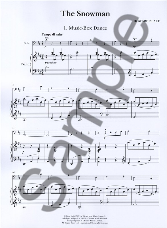 Howard Blake: The Snowman Suite - Cello/Piano