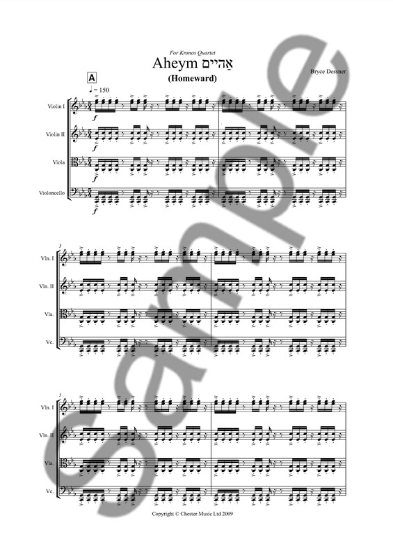 Bryce Dessner: Aheym for String Quartet (Score/Parts)