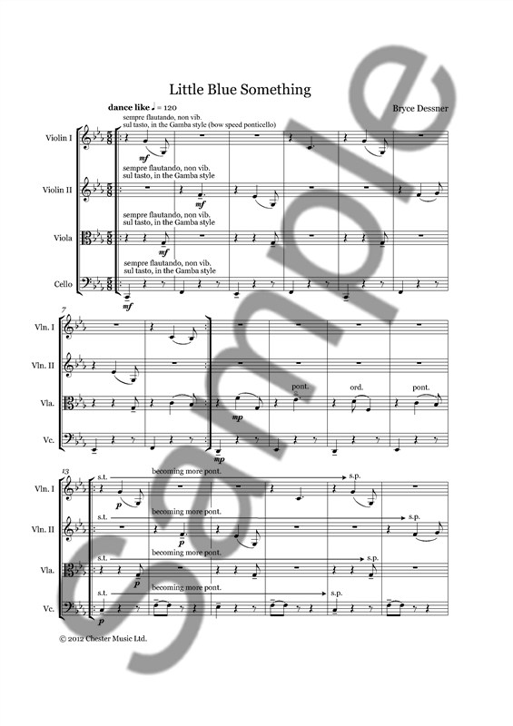 Bryce Dessner: Little Blue Something (String Quartet) - Score/Parts