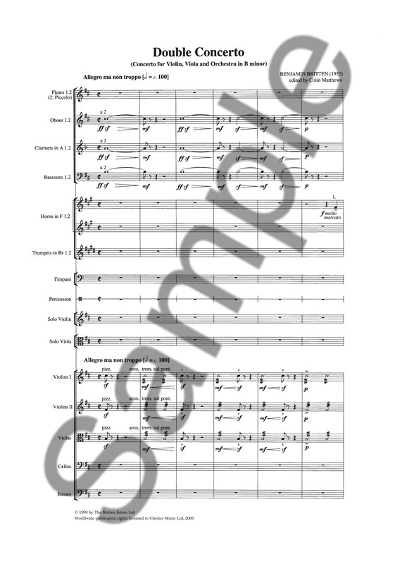 Benjamin Britten: Double Concerto (Study Score)