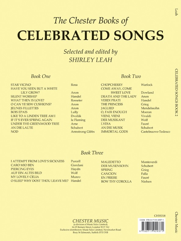The Chester Book Of Celebrated Songs - Book Two