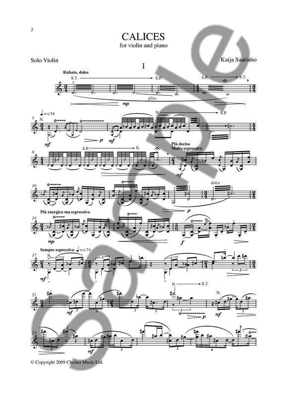Kaiji Saariaho: Calices For Violin And Piano