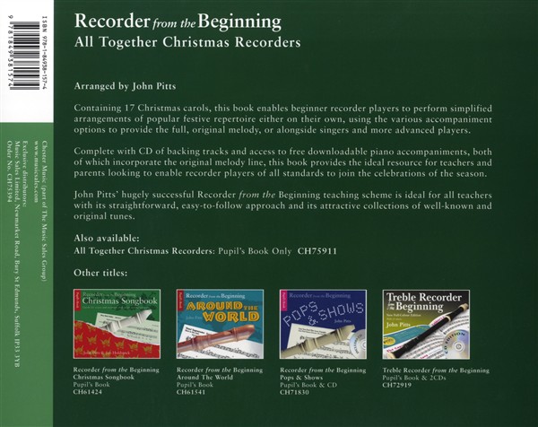 John Pitts: Recorder From The Beginning - All Together Christmas Recorders (Book