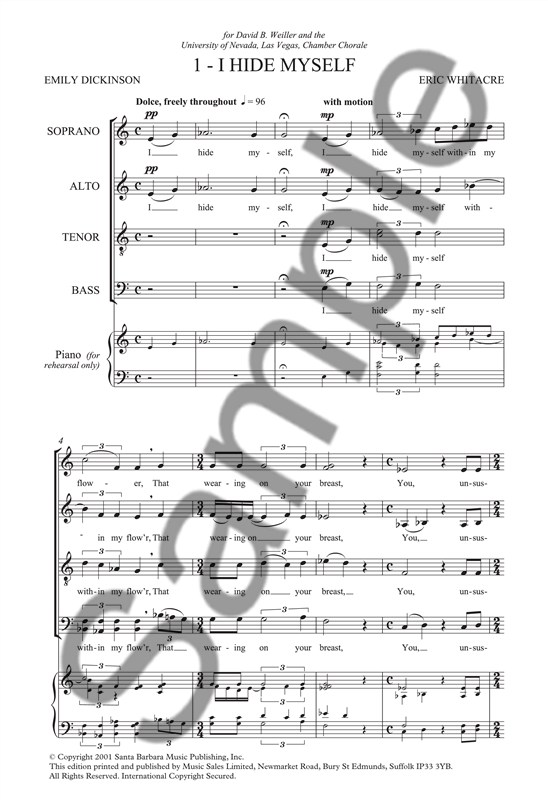 Eric Whitacre: Three Flower Songs (SATB)