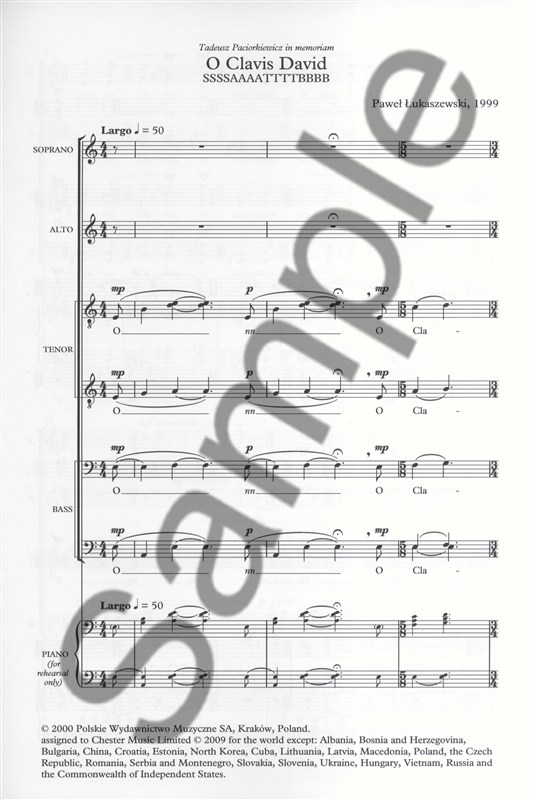 Pawel Lukaszewski: O Clavis David (SATB)