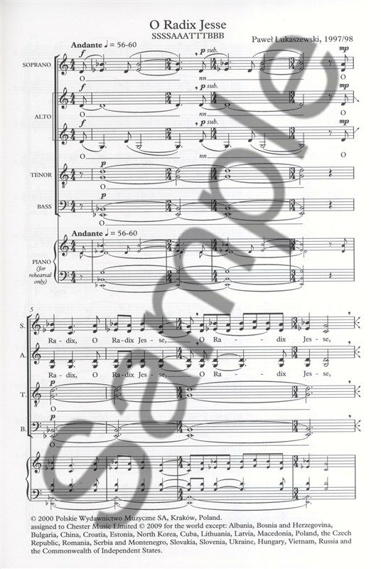 Pawel Lukaszewski: O Radix Jesse (SATB)