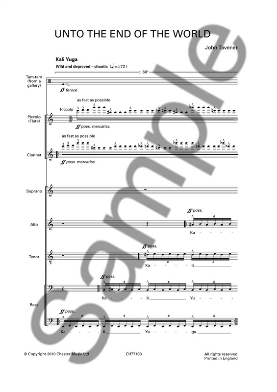 John Tavener: Unto The End Of The World (SSATTBB Choir, Flute, Clarinet and Tam-