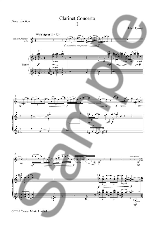 Helen Grime: Clarinet Concerto (Clarinet/Piano)