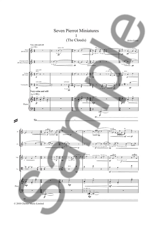 Helen Grime: Seven Pierrot Miniatures (Piano Score and Parts)