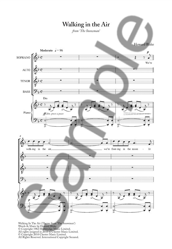 Howard Blake: Walking In The Air (The Snowman) - SATB/Piano