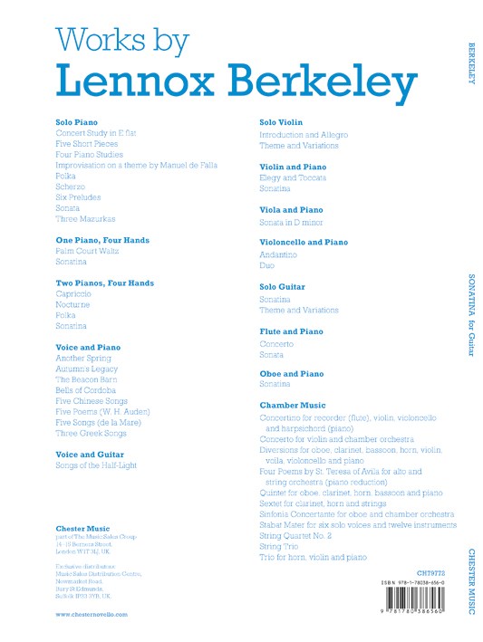 Lennox Berkeley: Sonatina For Guitar (Revised 2012)