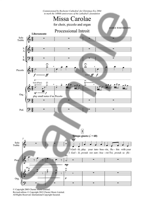 James Whitbourn: Missa Carolae (Revised 2012) - Organ Score