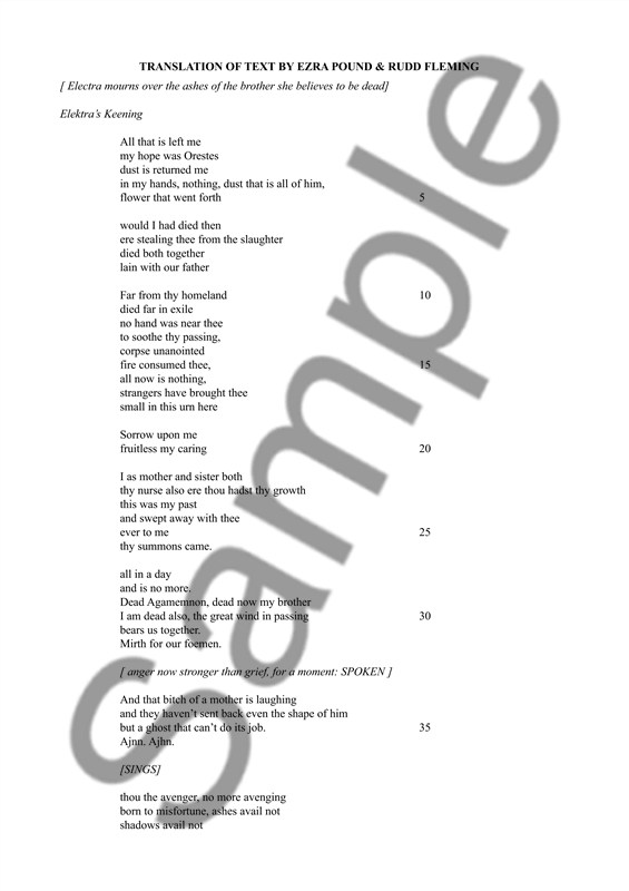 Brian Elias: Electra Mourns (Vocal Score)