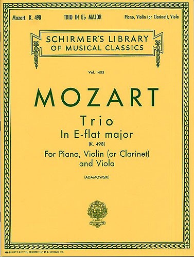 W.A.Mozart: 'Kegelstatt' Trio For Clarinet, Viola And Piano K.498 (Score/Parts)