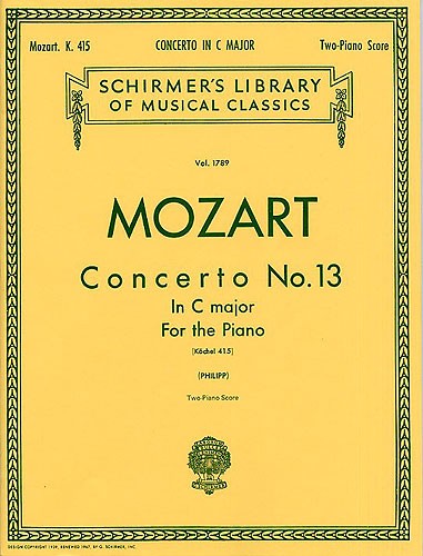 W.A. Mozart: Piano Concerto No.13 In C K.415 (2 Piano Score)