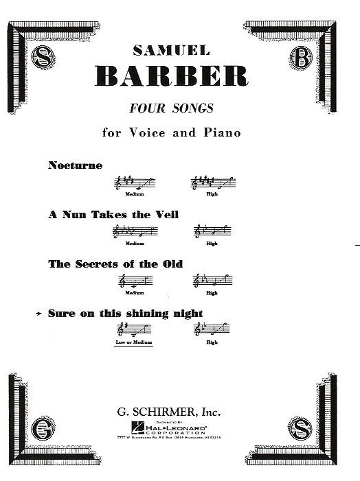 Samuel Barber: Sure On This Shining Night Op.13 No.3 (Low Voice)