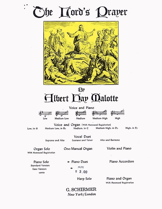 Albert Hay Malotte: The Lord's Prayer (Piano Duet)