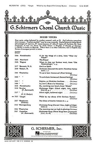 Christmas Hymn 'While By My Sheep' (SATB)