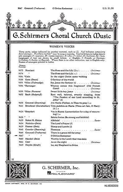 Charles Gounod: O Divine Redeemer (SSA)