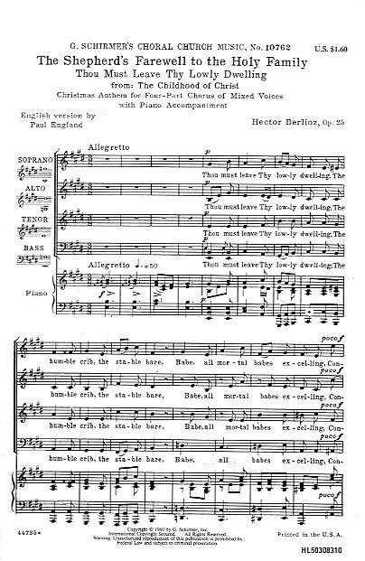 Hector Berlioz: The Shepherd's Farewell (English Text)- SATB