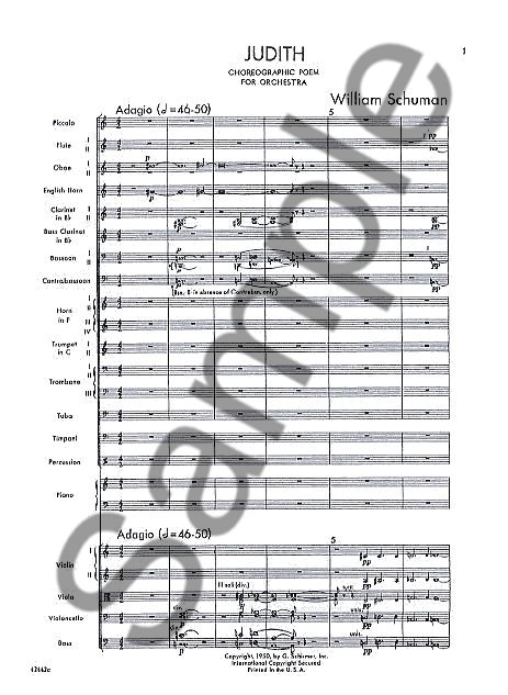 William Schuman: Judith (Study Score)