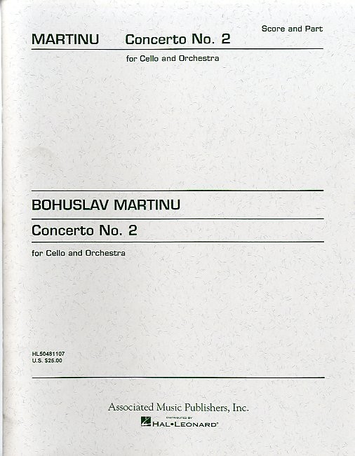 Bohuslav Martinu: Concerto No.2 For Cello And Orchestra (Cello/Piano)