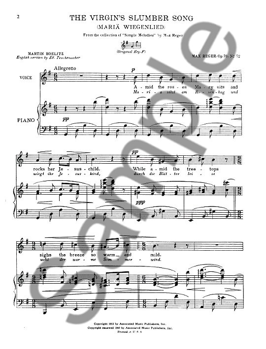 Max Reger: Virgin's Slumber Song Op.76 No.52 (G)