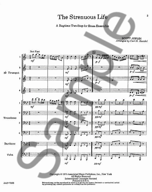 Scott Joplin: The Strenuous Life (Brass Ensemble- Score/Parts)