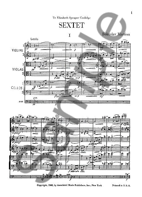 Bohuslav Martinu: Sextet (Miniature Score)
