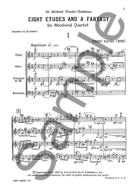 Elliott Carter: Eight Etudes And A Fantasy (Miniature Score)