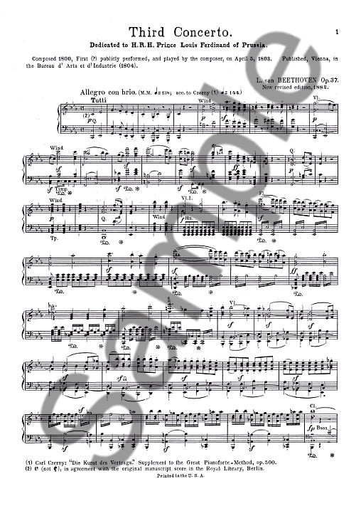 Beethoven: Piano Concerto No.3 In C Minor Op.37 (2 Piano Score)