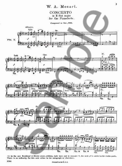 W.A. Mozart: Piano Concerto No.22 In E Flat K.482 (2 Piano Score)