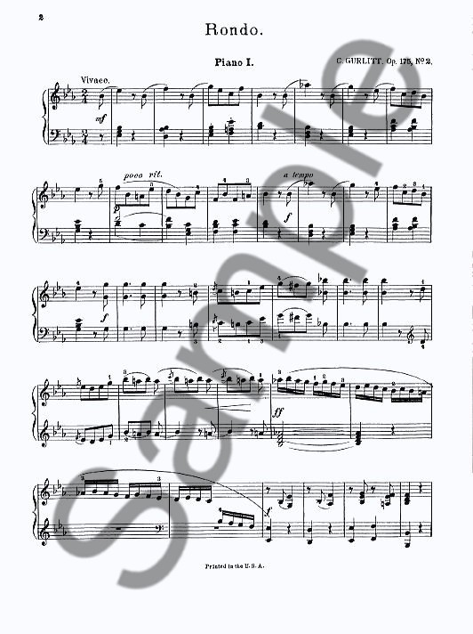 Cornelius Gurlitt: Rondo In E Flat Op.175 No.2 (4 Hands, 2 Pianos)