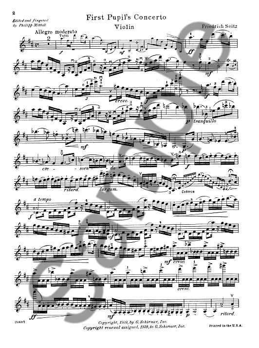 Friedrich Seitz: First Pupil's Concerto No.1 In D Op.7
