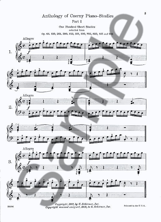 Carl Czerny: Selected Studies For The Piano - Book 1