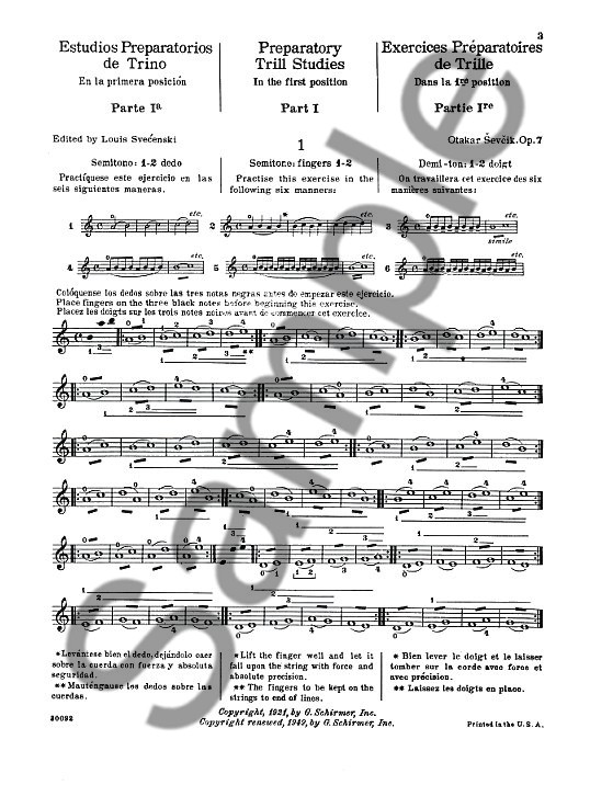 Otakar Sevcik: Preparatory Trill Studies Book 1 Op.7 (Violin)